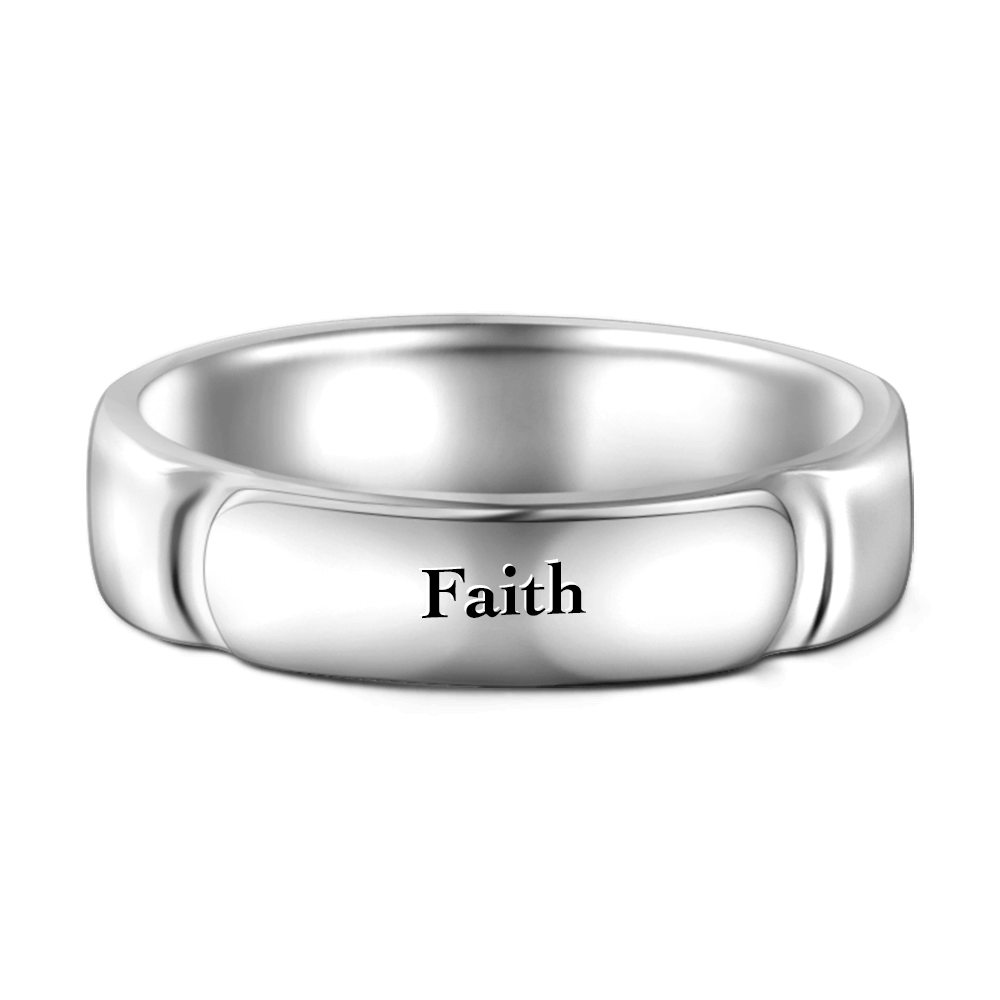 Engravable Promise Ring Male Faith Love You 925 Sterling Silver - 
