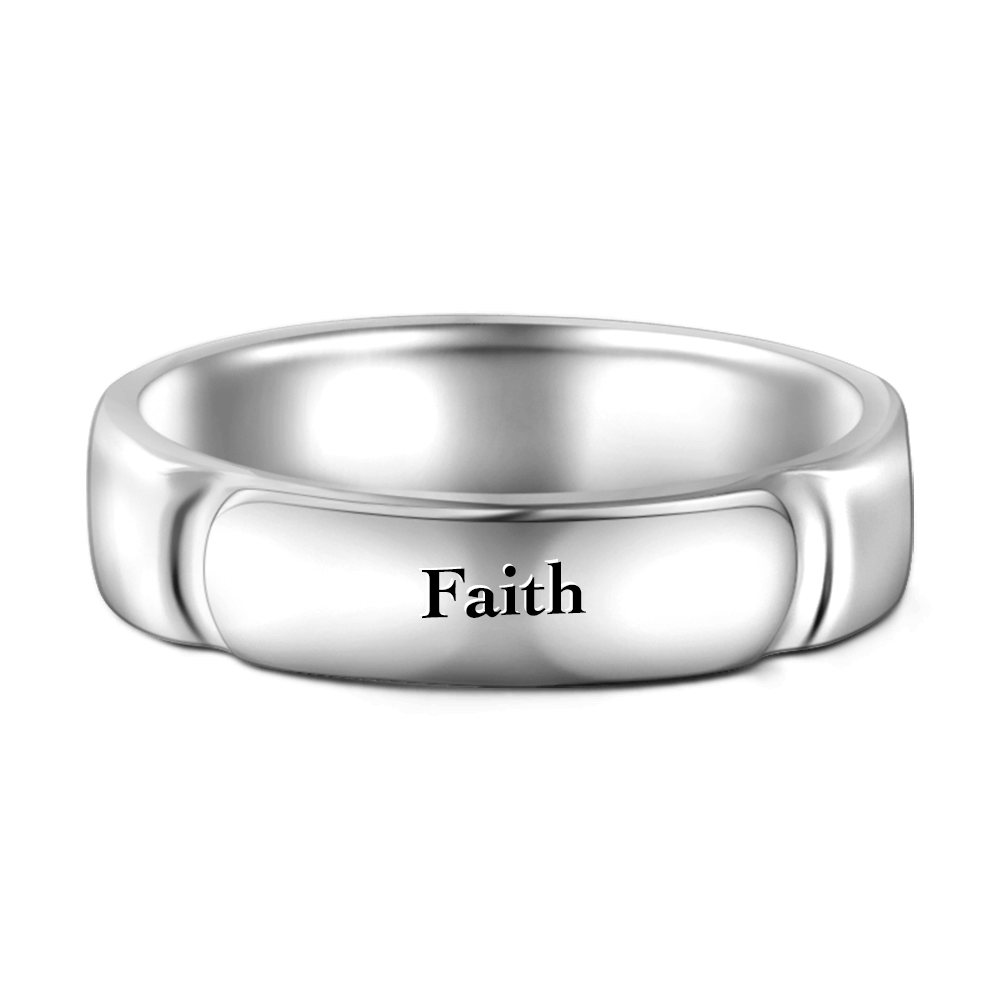 Engravable Promise Ring Male Faith Love You 925 Sterling Silver -