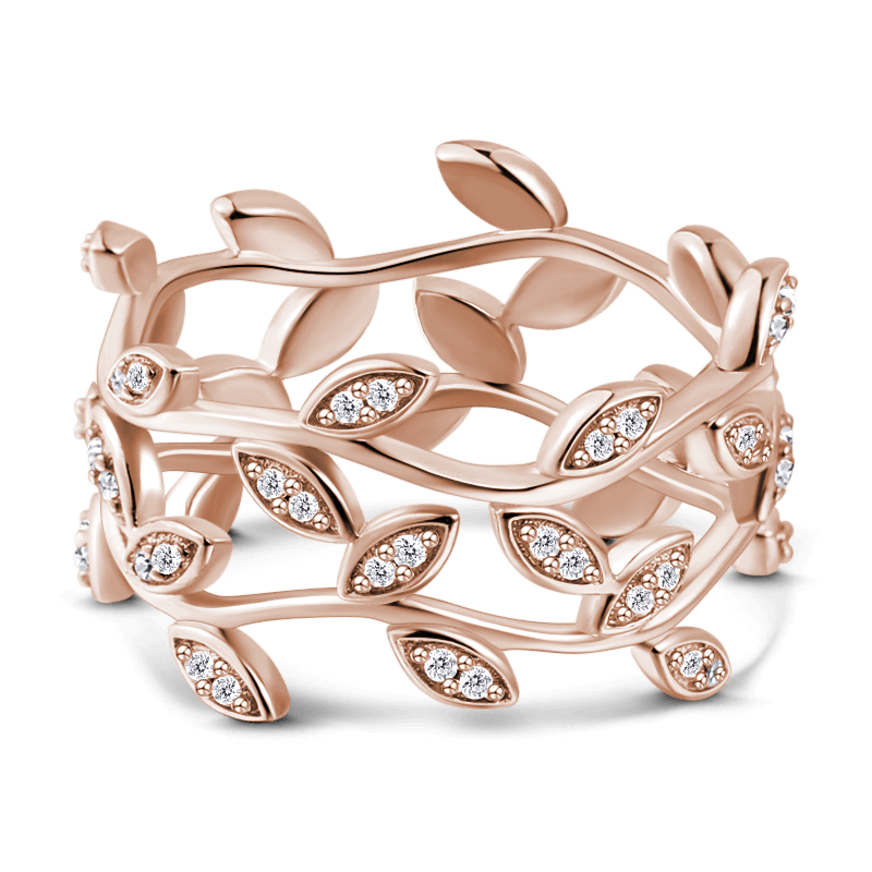 Double Vines Ring Rose Gold Female 925 Sterling Silver - 