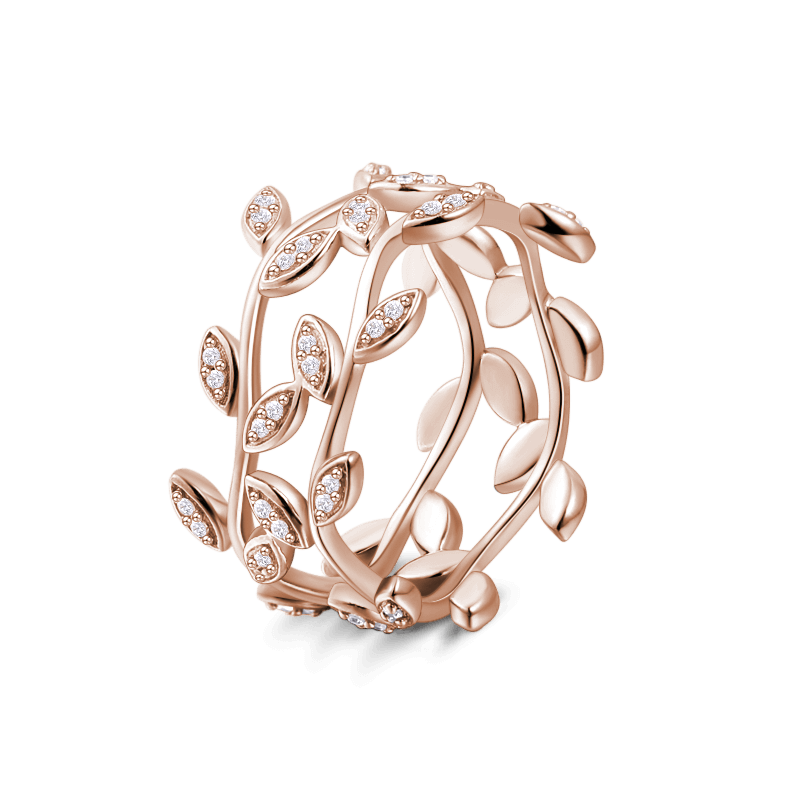 Double Vines Ring Rose Gold Female 925 Sterling Silver - 