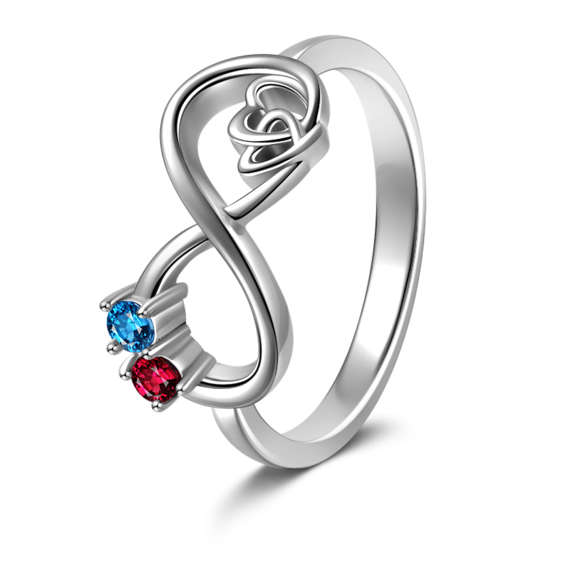 Red And Blue Infinity Love Ring 925 Sterling Silver