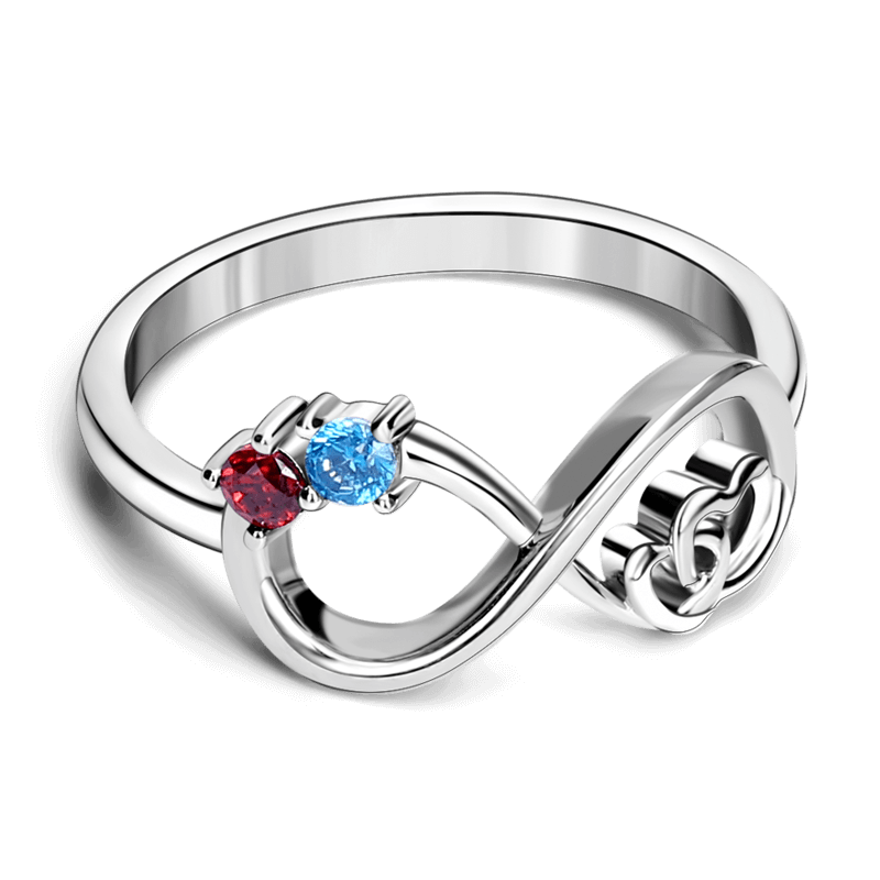 Red And Blue Infinity Love Ring 925 Sterling Silver - 