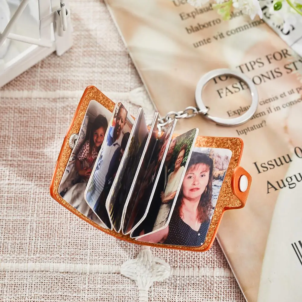 Custom Photo Leather Keychain Personalized Album Keyring Gifts for Lovers - soufeelmy