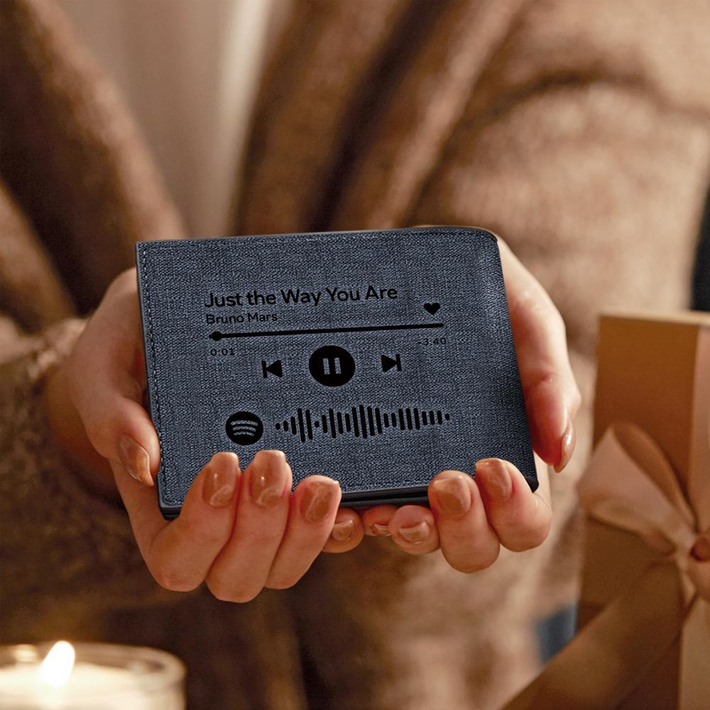 Scannable Spotify Code Wallet Photo Engraved Wallet Custom Music Song Wallet Gifts for Him - 