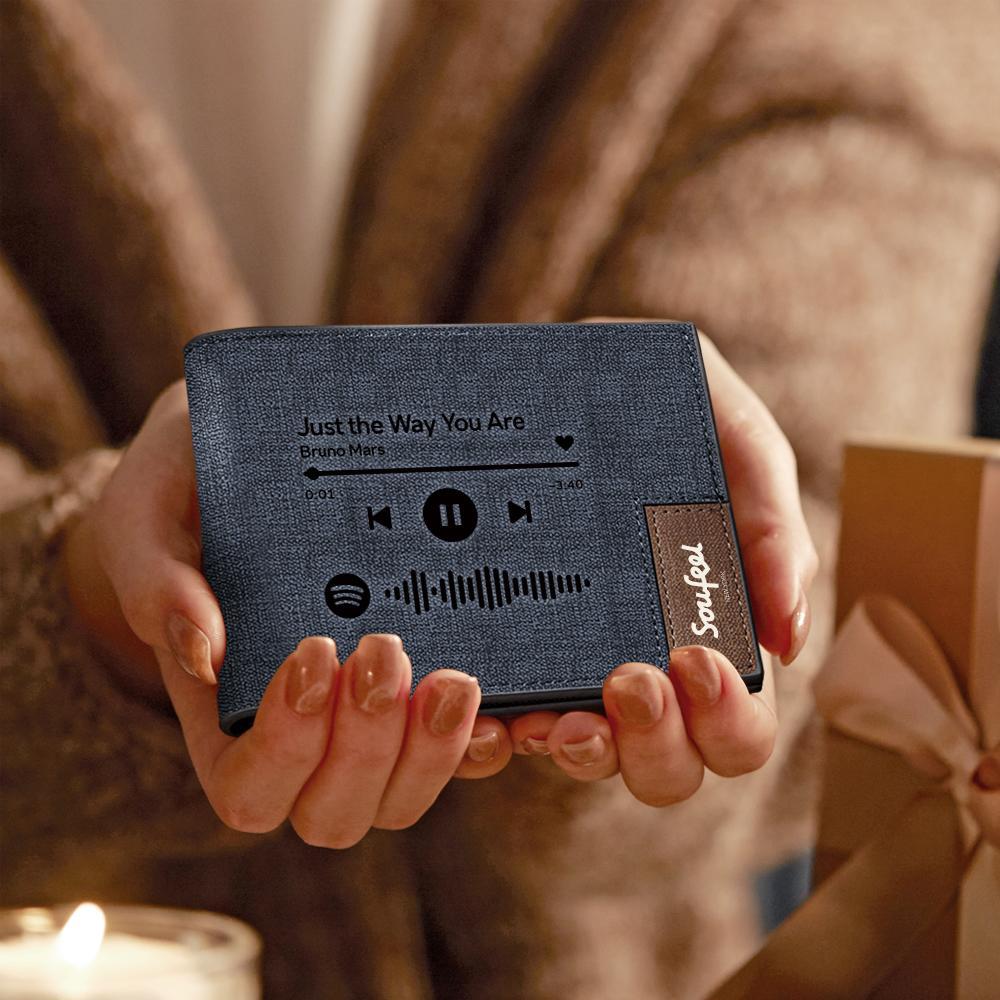 Custom Scannable Spotify Code Wallet Engraved Music Song Wallet Gifts for Family - 