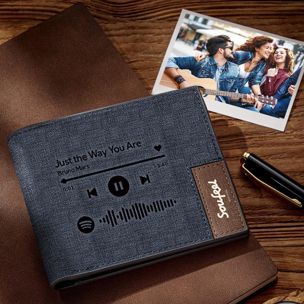 Custom Scannable Spotify Code Wallet Engraved Music Song Wallet Gifts for Family - 