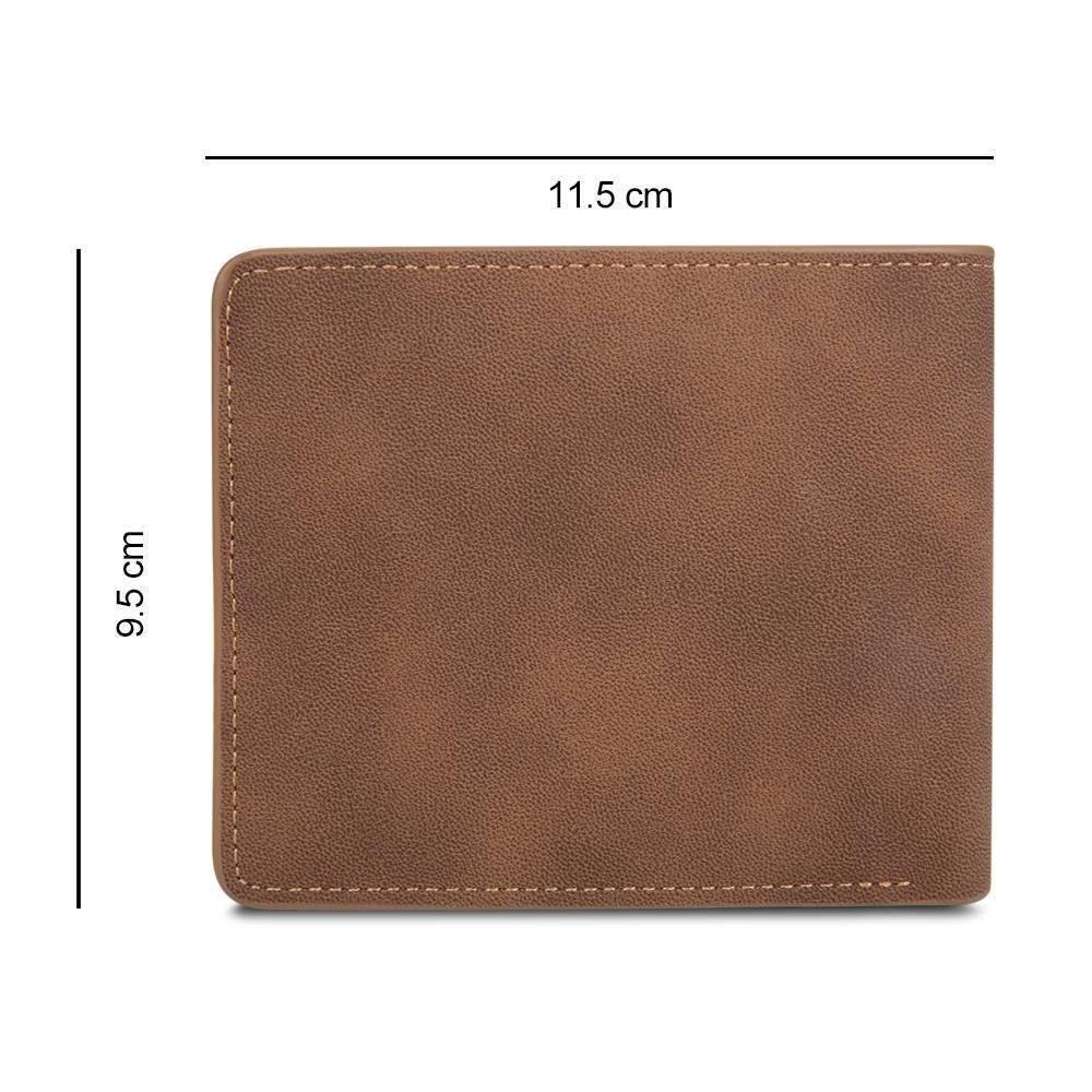 Men's Bifold Custom Inscription Photo Engraved Wallet - Brown Leather