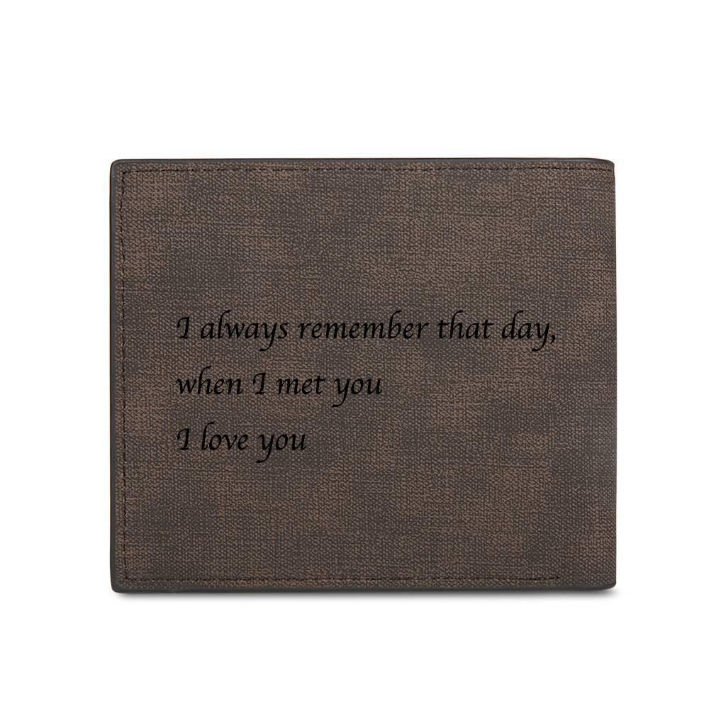 Men's Bifold Custom Inscription Photo Wallet - Coffee Leather - 