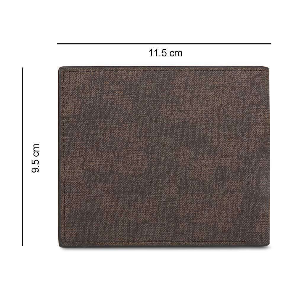 Men's Bifold Custom Inscription Photo Wallet - Coffee Leather