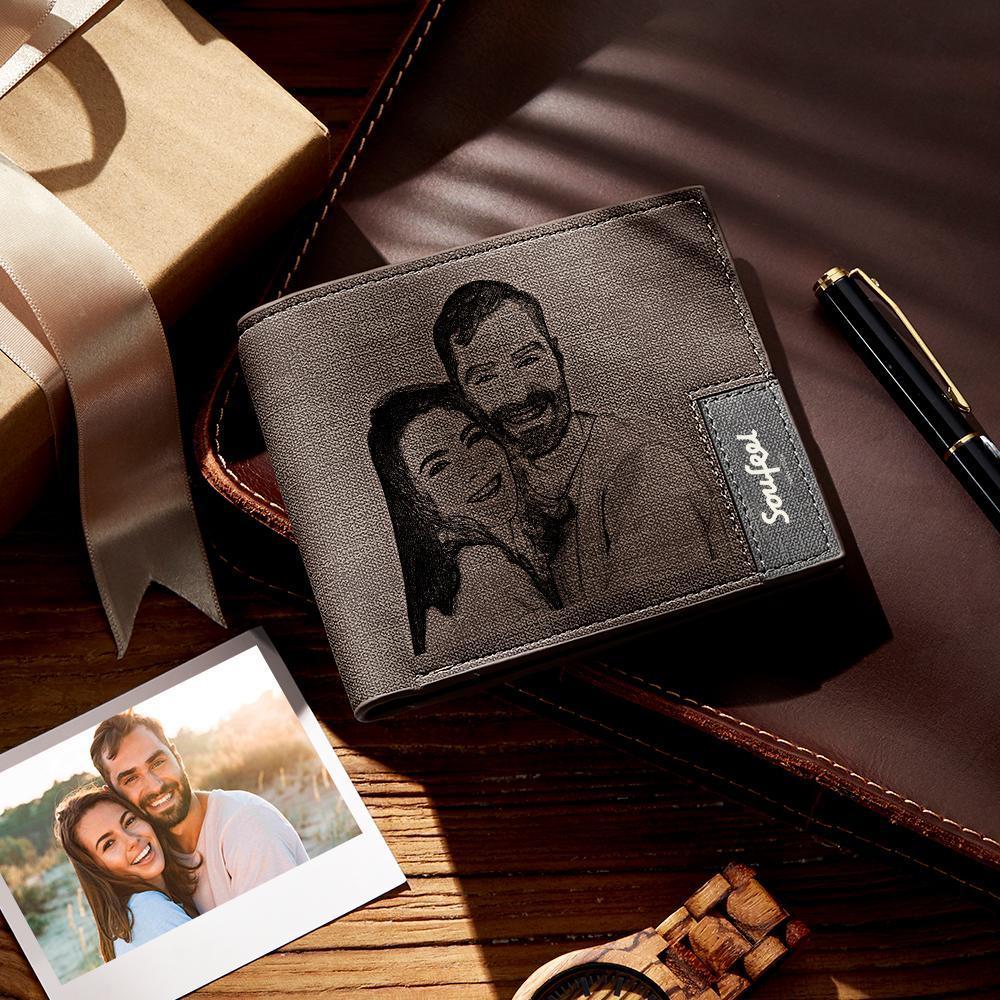 Custom  Photo Wallet with Engraving From Wife To Husband Wallet Love Message Wallet Gift - 