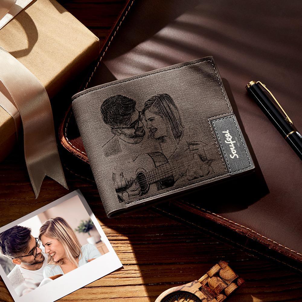 Custom  Photo Wallet with Engraving To Husband Wallet Anniversary Gifts - 
