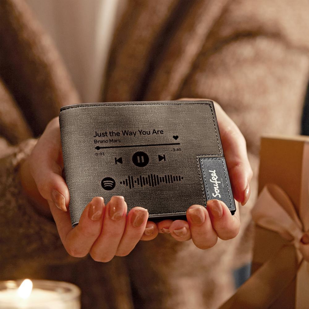 Custom Scannable Spotify Code Wallet Engraved Music Song Wallet Unique Design Gifts for Musicians - 
