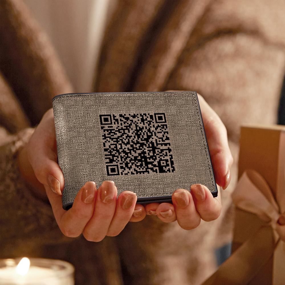 Scannable QR Code Wallet Photo Engraved Wallet Custom Link Memorial Gifts - 