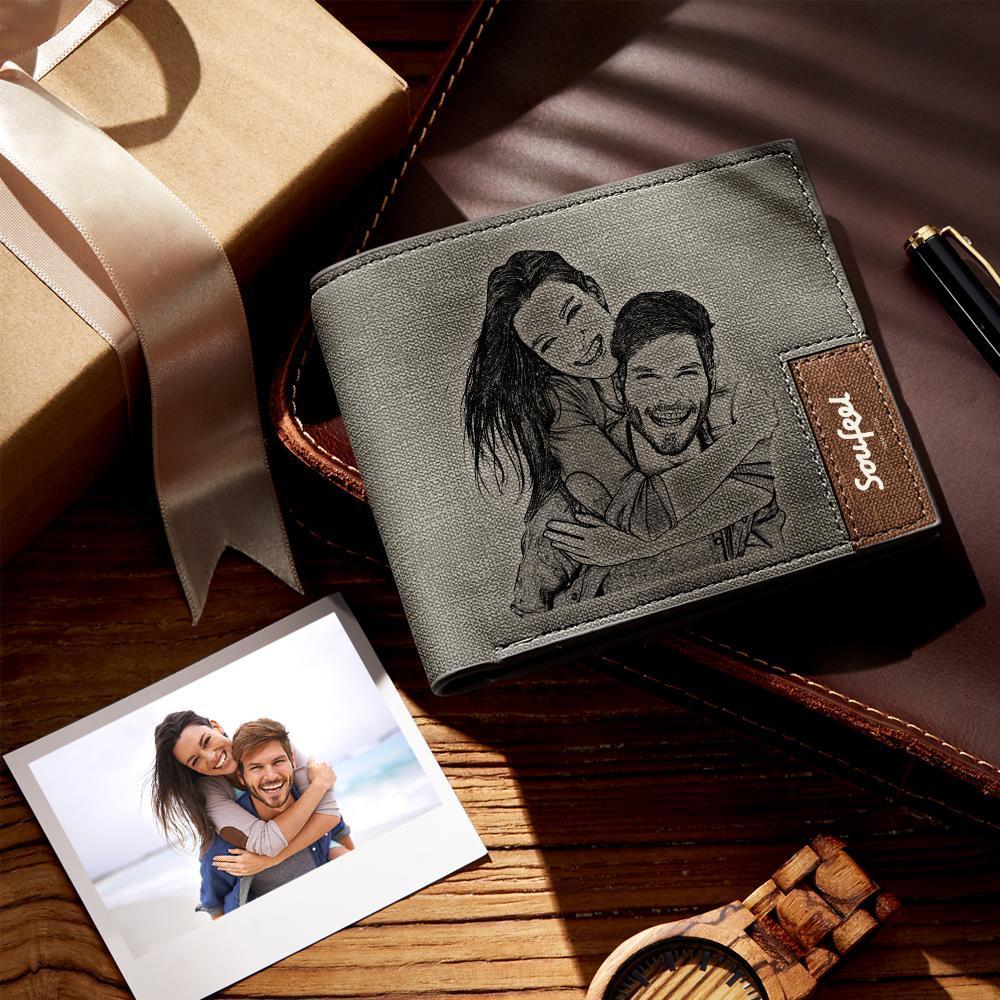 Scannable Spotify Code Wallet Photo Engraved Wallet Custom Music Song Wallet Memorial Gift - 