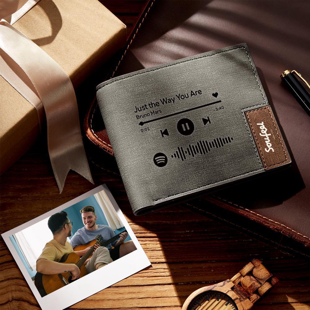 Custom Scannable Spotify Code Wallet Engraved Music Song Wallet Unique Design Gifts for Friends - 