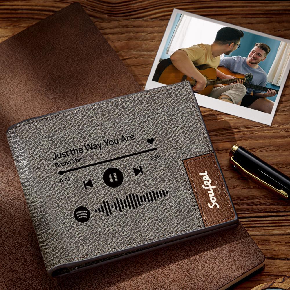 Custom Scannable Spotify Code Wallet Engraved Music Song Wallet Unique Design Gifts for Friends - 