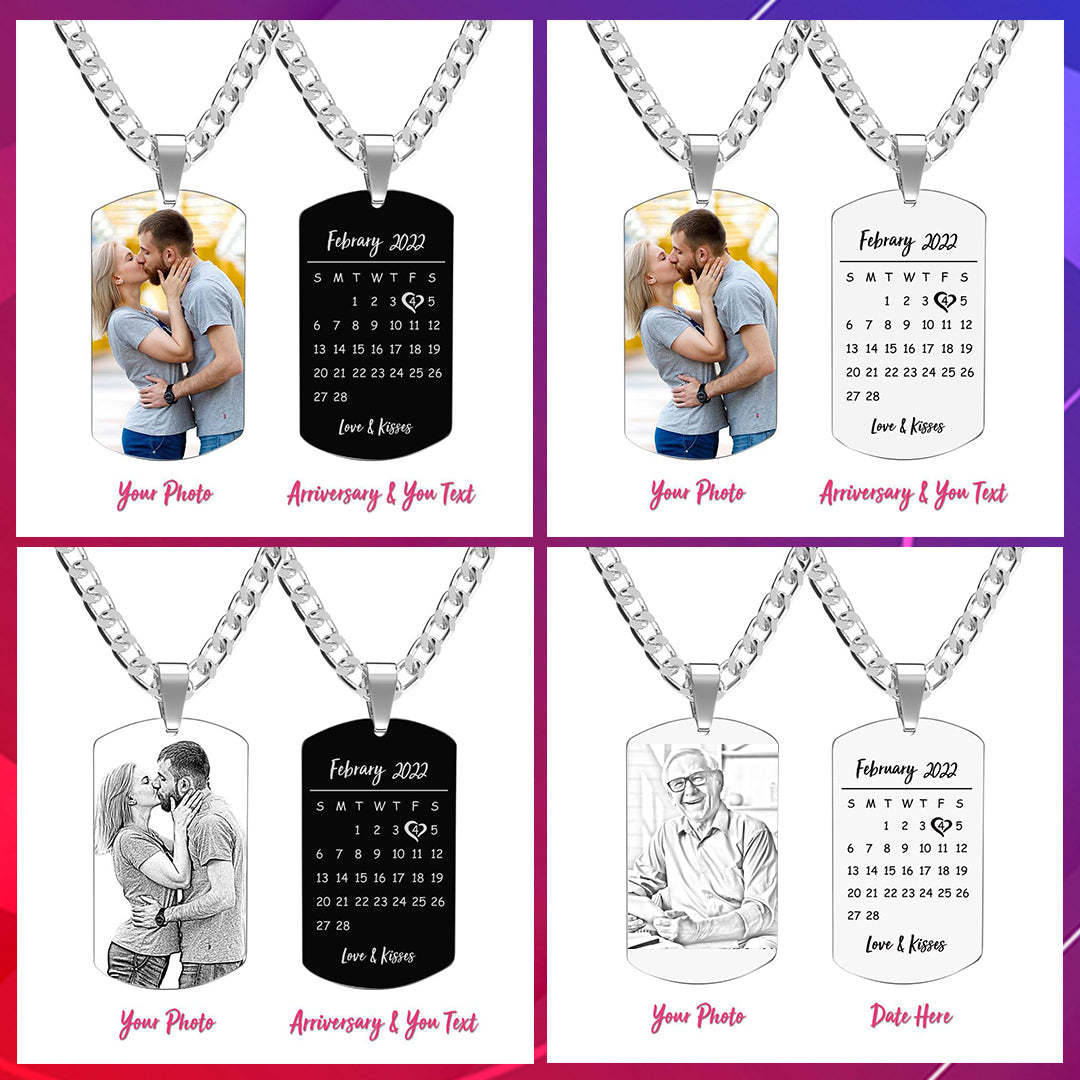 Men's Necklace Engraved Necklace Photo Music Code Necklace Optional Style Gifts for Him - soufeelmy