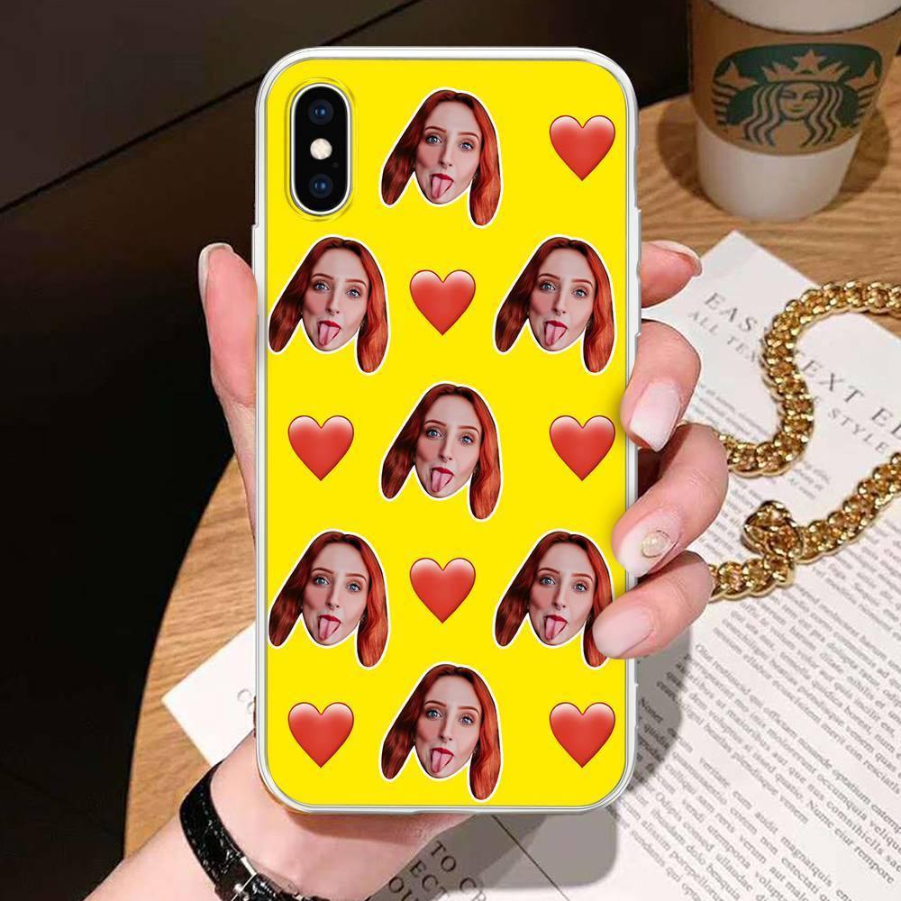 Custom Photo Protective Phone Case Soft Shell Yellow Mesh Face with Heart - iPhone 6p/6sp - 