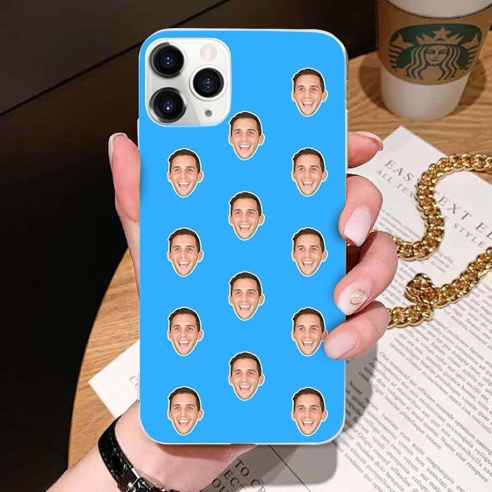 Custom Photo Protective Phone Case Soft Shell Light Blue Mesh Face - iPhone 11 - 