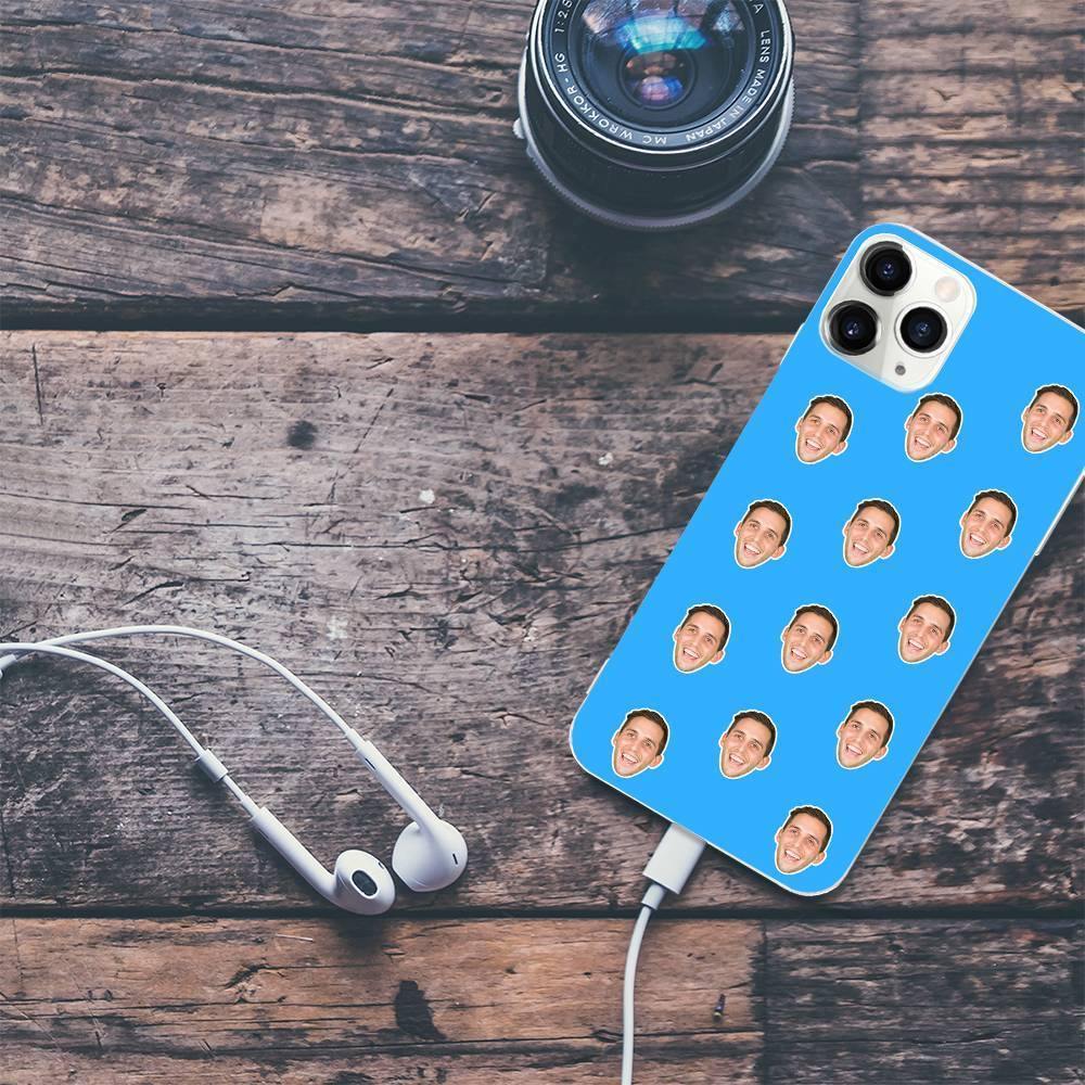 Custom Photo Protective Phone Case Soft Shell Light Blue Mesh Face - iPhone 11 Pro - 