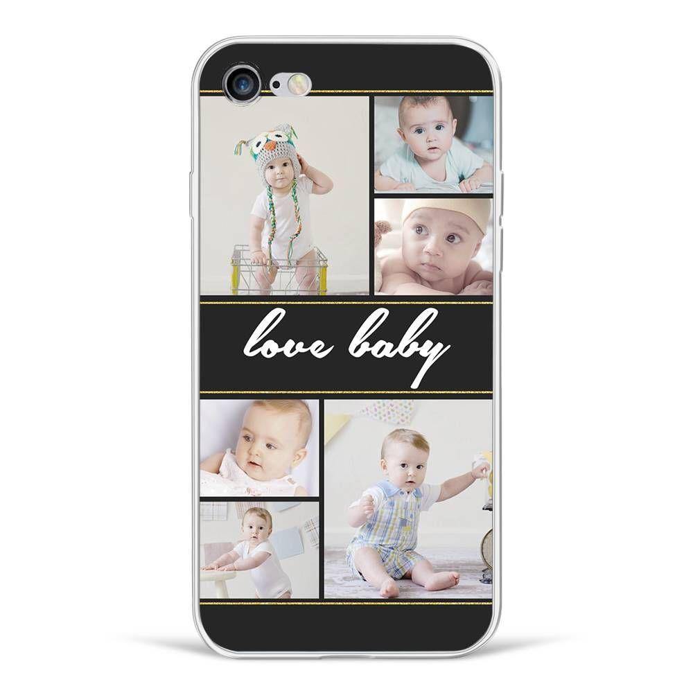 iPhone 7/8 Custom Photo Protective Phone Case - 6 Pictures with Name Soft Shell Matte - 