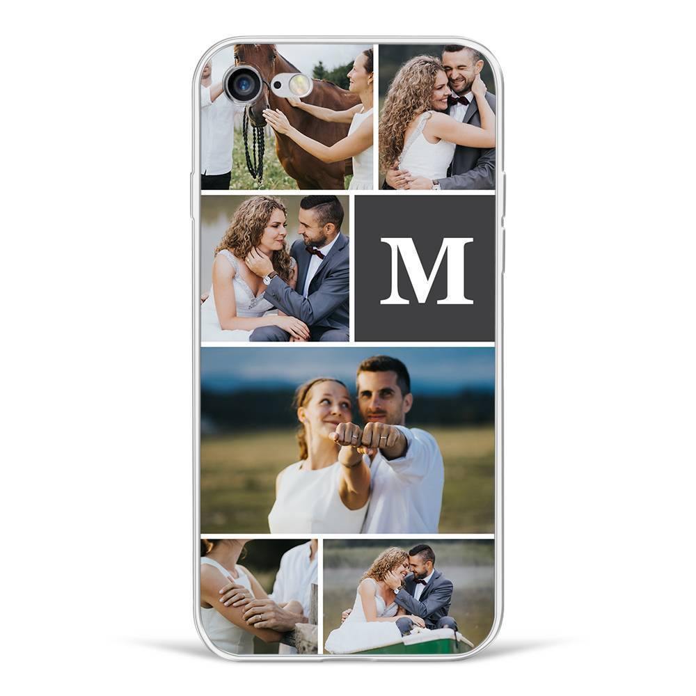 iPhone 7p/8p Custom Photo Protective Phone Case - 6 Pictures with Single Letter Soft Shell Matte -