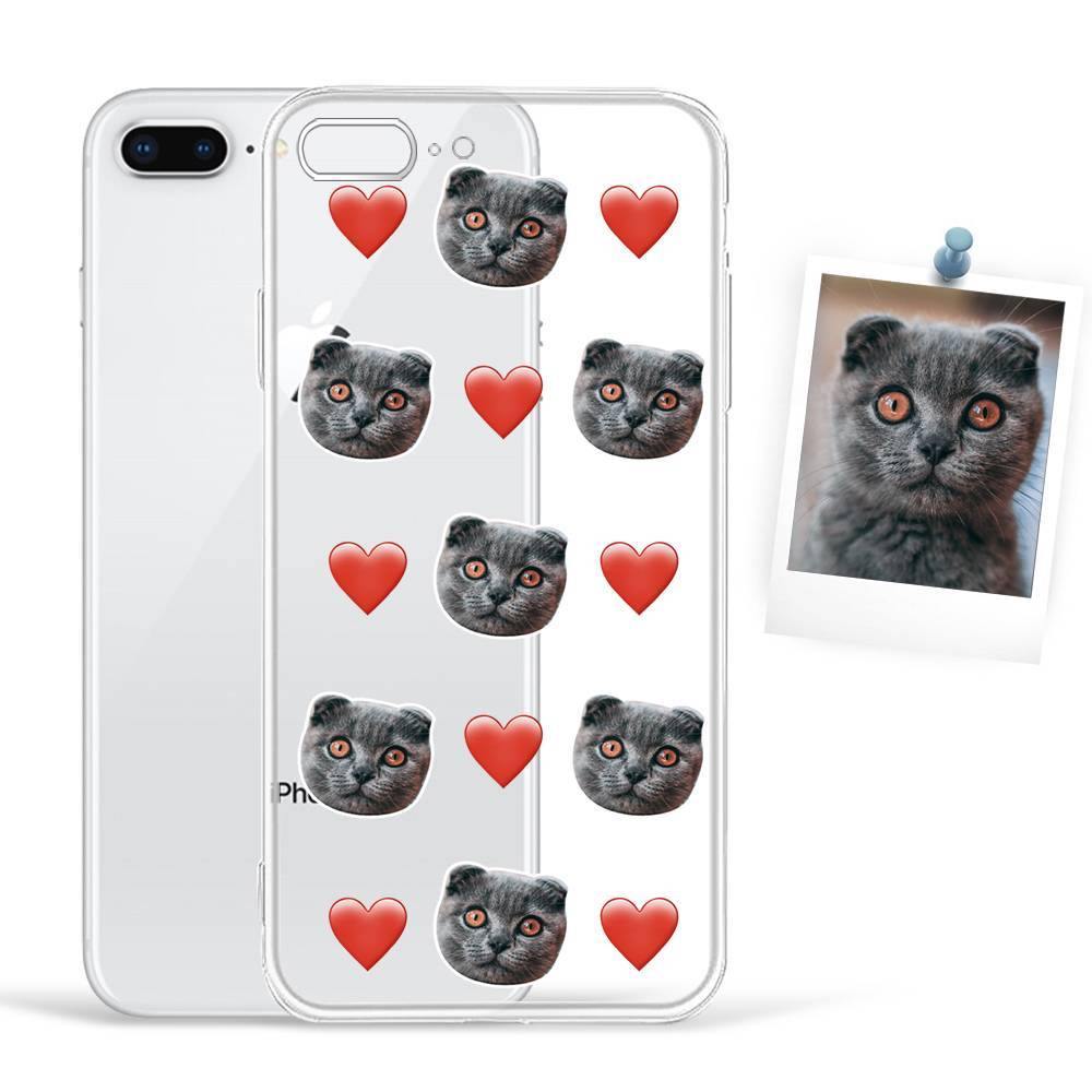 Custom Photo Protective Phone Case Soft Shell Transparent Mesh Face with Heart - iPhone 7p/8p - 
