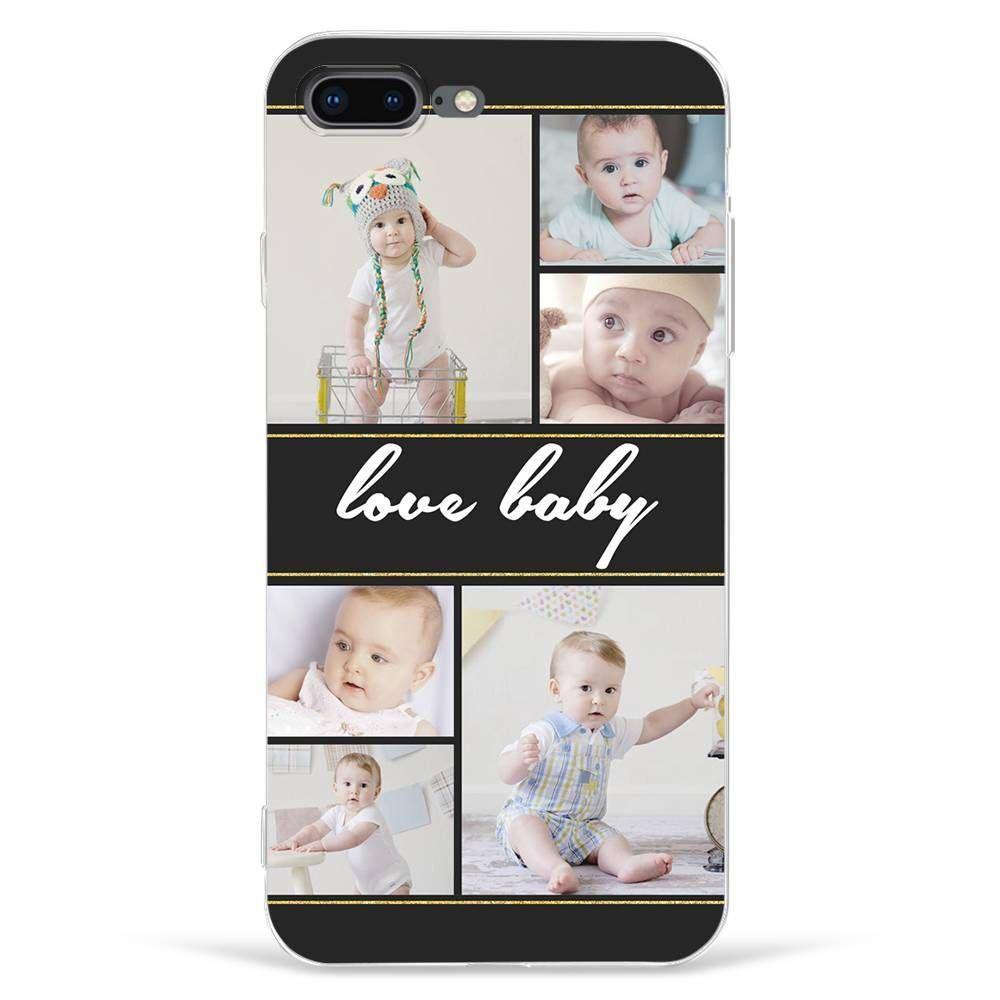 iPhone 7p/8p Custom Photo Protective Phone Case - 6 Pictures with Name Soft Shell Matte - 