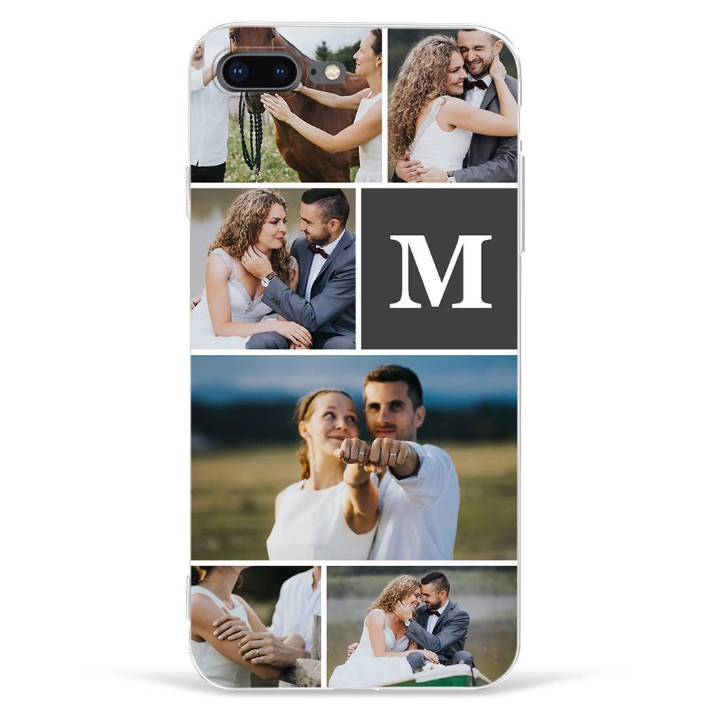 iPhone 7p/8p Custom Photo Protective Phone Case - 6 Pictures with Single Letter Soft Shell Matte -