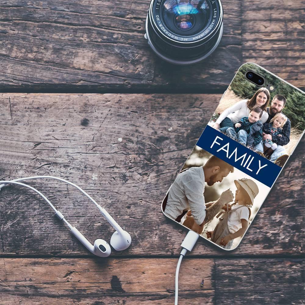 iPhone 7p/8p Custom Photo Protective Phone Case - 2 Pictures with Name Soft Shell Matte - 