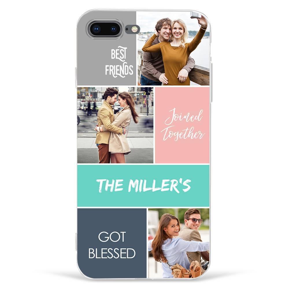 iPhone 7/8 Custom Photo Protective Phone Case - 3 Pictures with Name Soft Shell Matte -