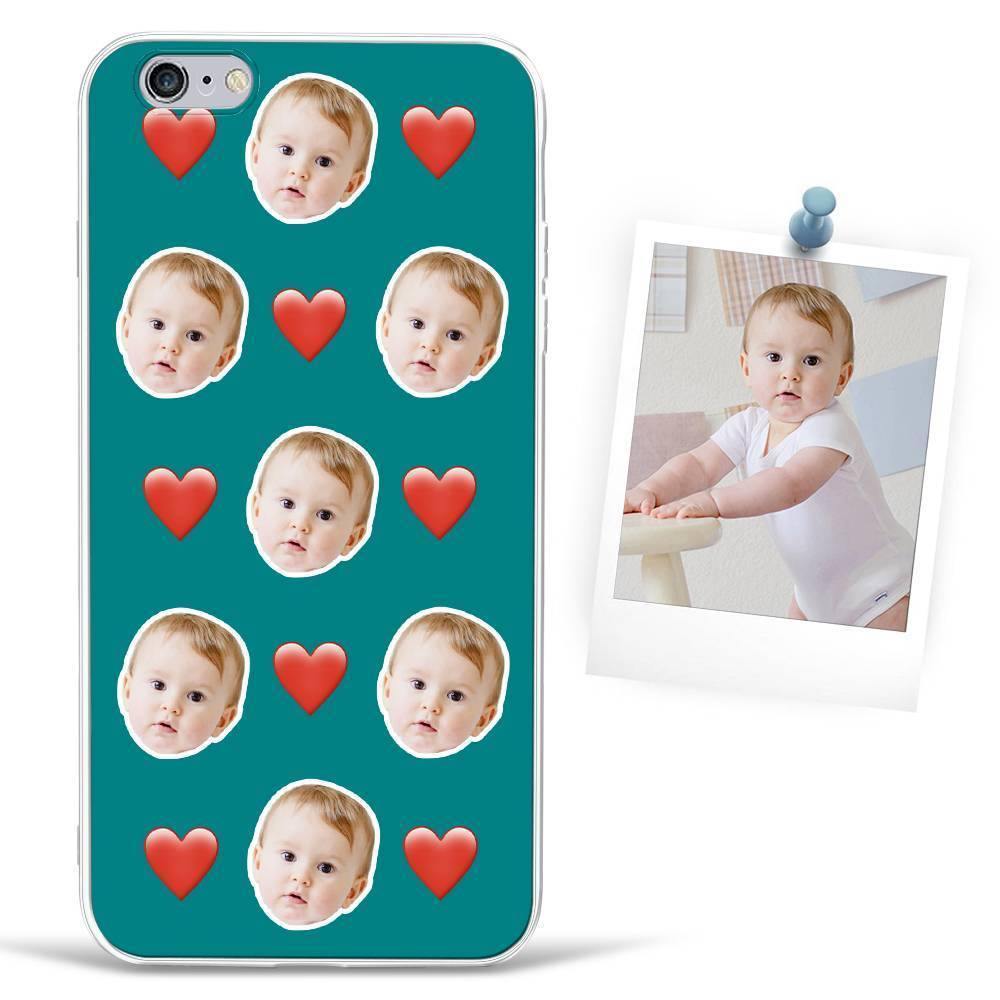 Custom Photo Protective Phone Case Soft Shell Teal Mesh Face with Heart - iPhone Xs Max -