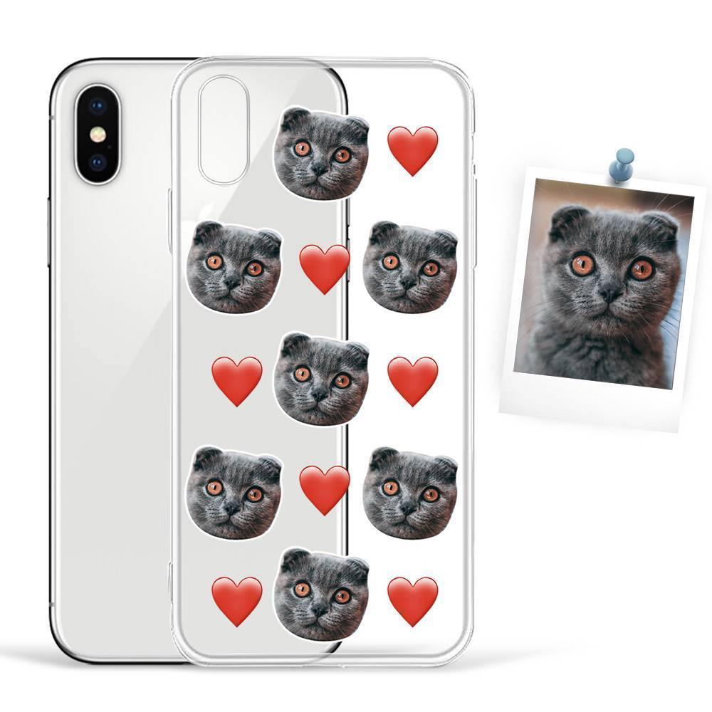 Custom Photo Protective Phone Case Soft Shell Transparent Mesh Face with Heart - iPhone X - 