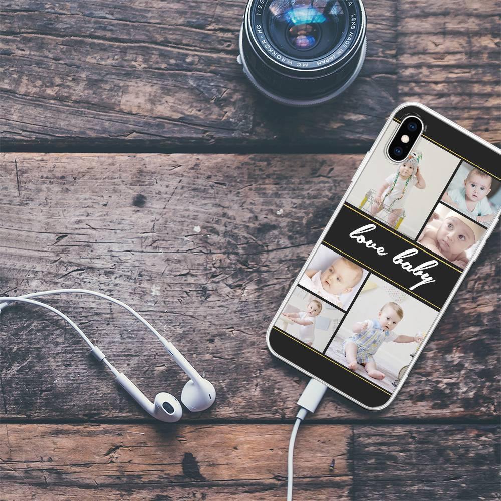 iPhoneX Custom Photo Protective Phone Case - 6 Pictures with Name Soft Shell Matte -