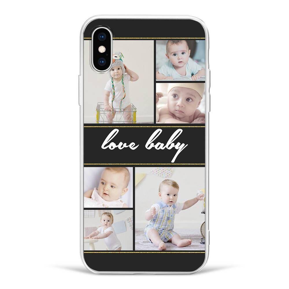 iPhoneX Custom Photo Protective Phone Case - 6 Pictures with Name Soft Shell Matte - 