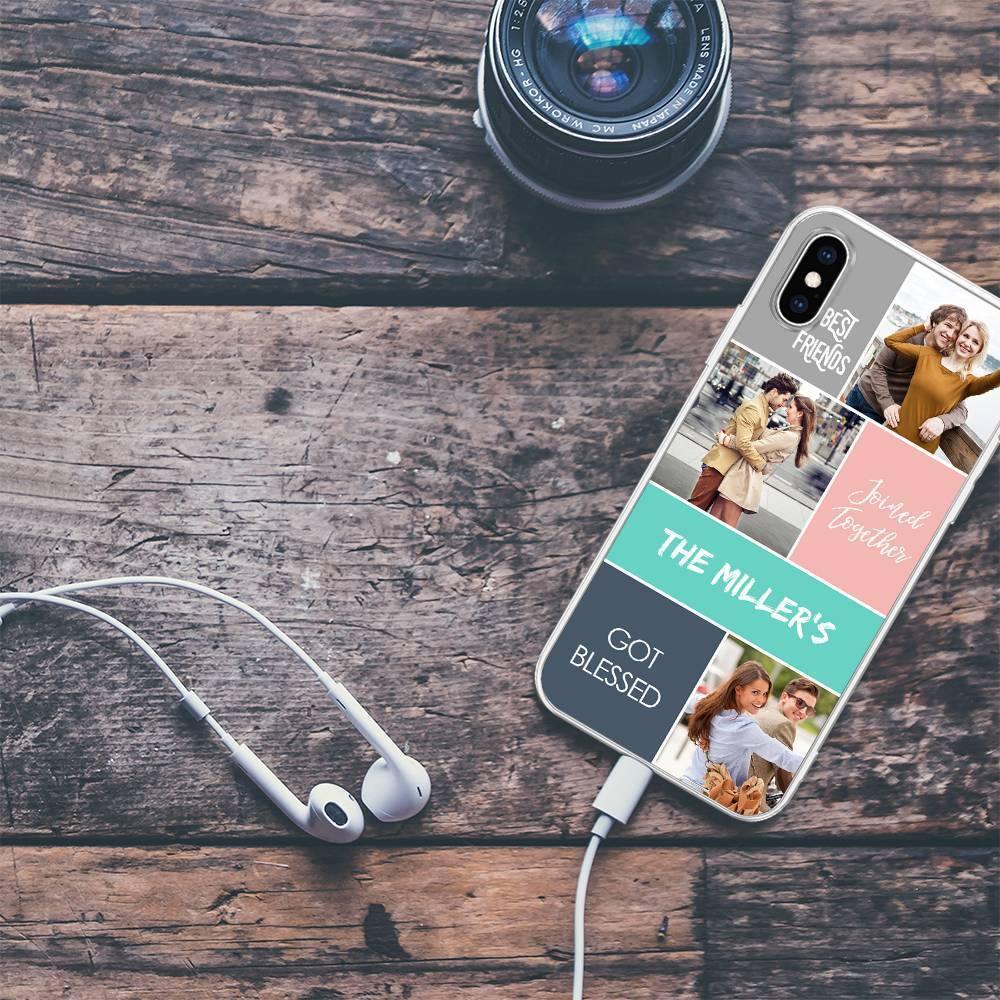 iPhoneX Custom Photo Protective Phone Case - 3 Pictures with Name Soft Shell Matte - 