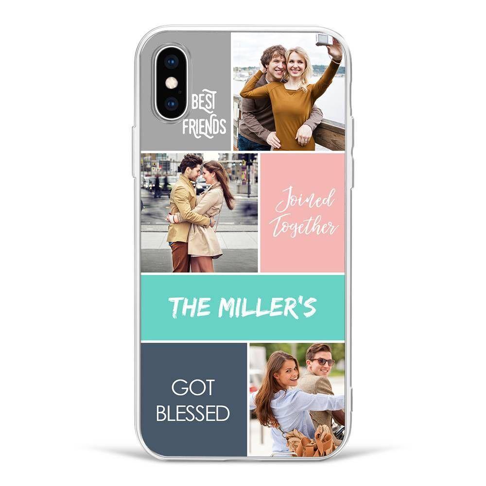 iPhoneX Custom Photo Protective Phone Case - 3 Pictures with Name Soft Shell Matte - 