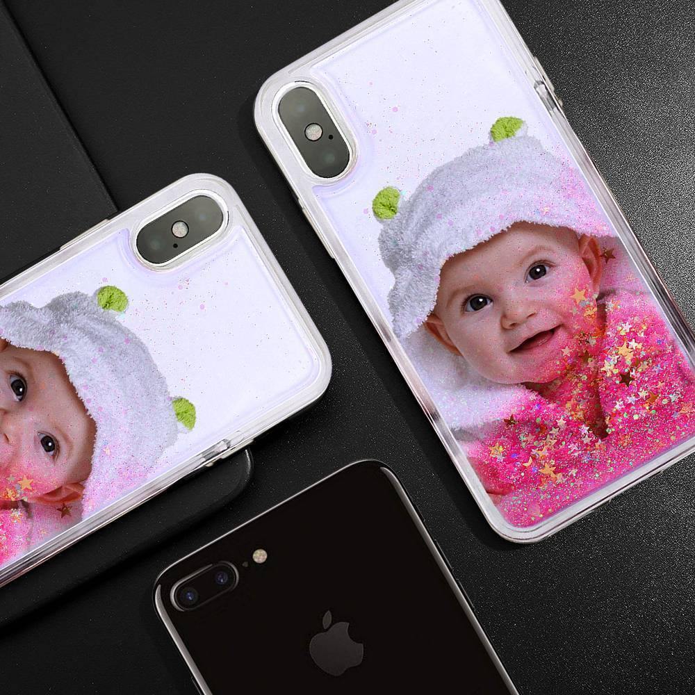 Custom Photo Phone Case Pink Quicksand -