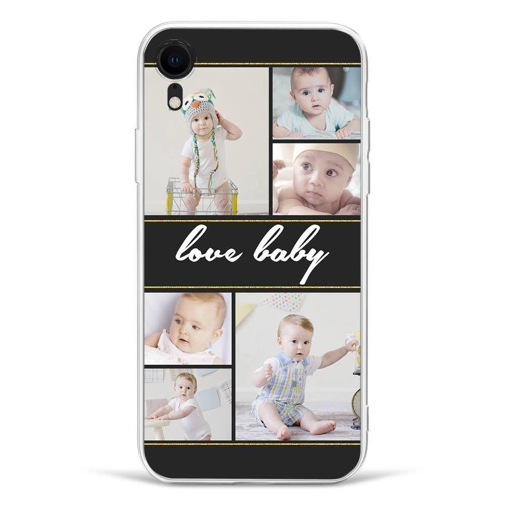 iPhone Xr Custom Photo Protective Phone Case - 6 Pictures with Name Soft Shell Matte - 