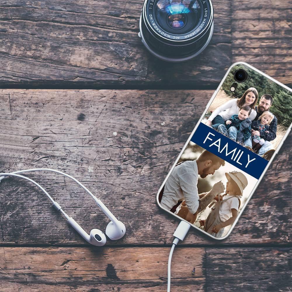 iPhone Xr Custom Photo Protective Phone Case - 2 Pictures with Name Soft Shell Matte -