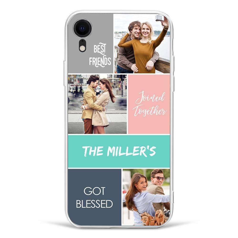 iPhone Xr Custom Photo Protective Phone Case - 3 Pictures with Name Soft Shell Matte - 