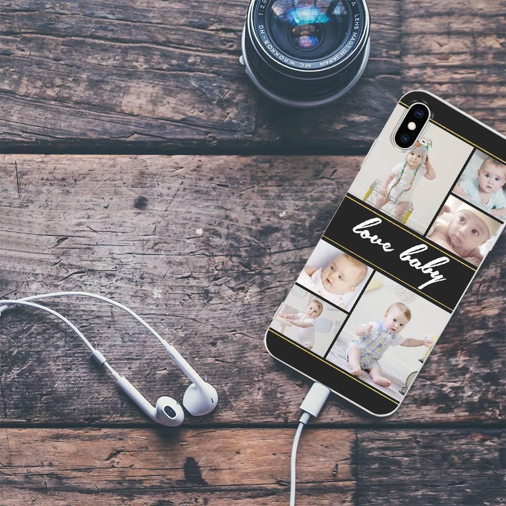 iPhone Xs Max Custom Photo Protective Phone Case - 6 Pictures with Name Soft Shell Matte - 