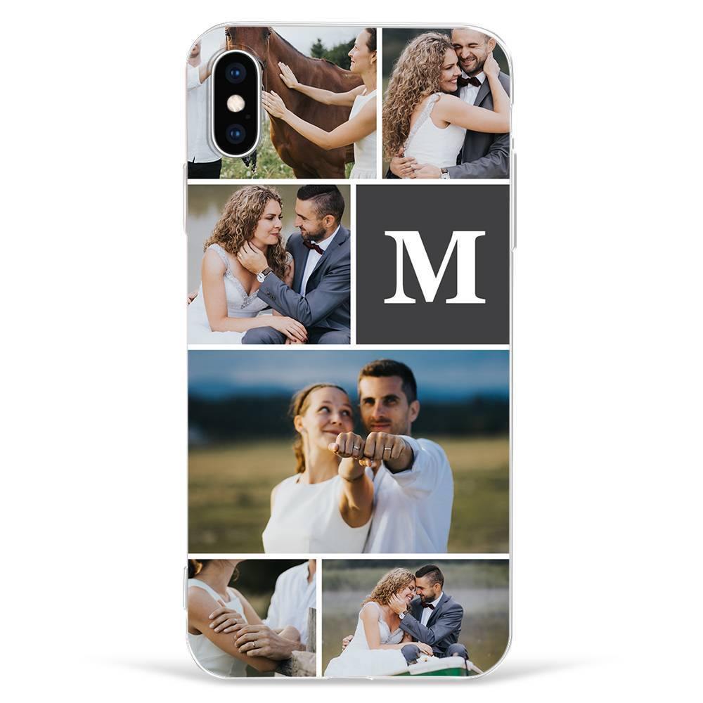 iPhone Xs Max Custom Photo Protective Phone Case - 6 Pictures with Single Letter Soft Shell Matte - 