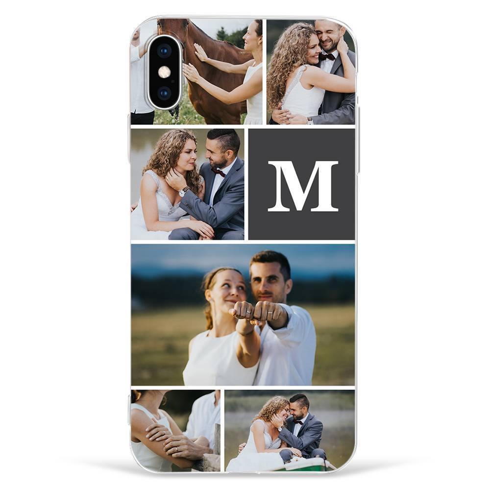 iPhone 7p/8p Custom Photo Protective Phone Case - 6 Pictures with Single Letter Soft Shell Matte -