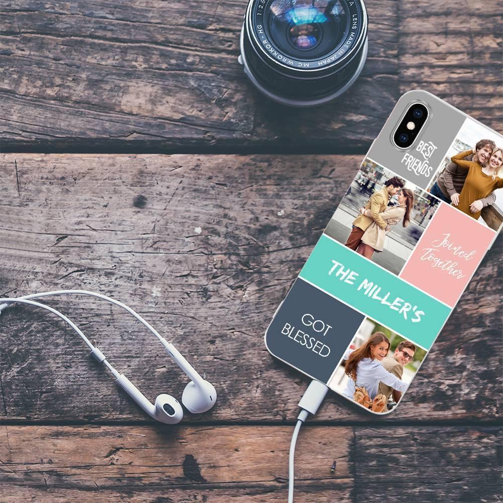 iPhone Xs Max Custom Photo Protective Phone Case - 3 Pictures with Name Soft Shell Matte - 
