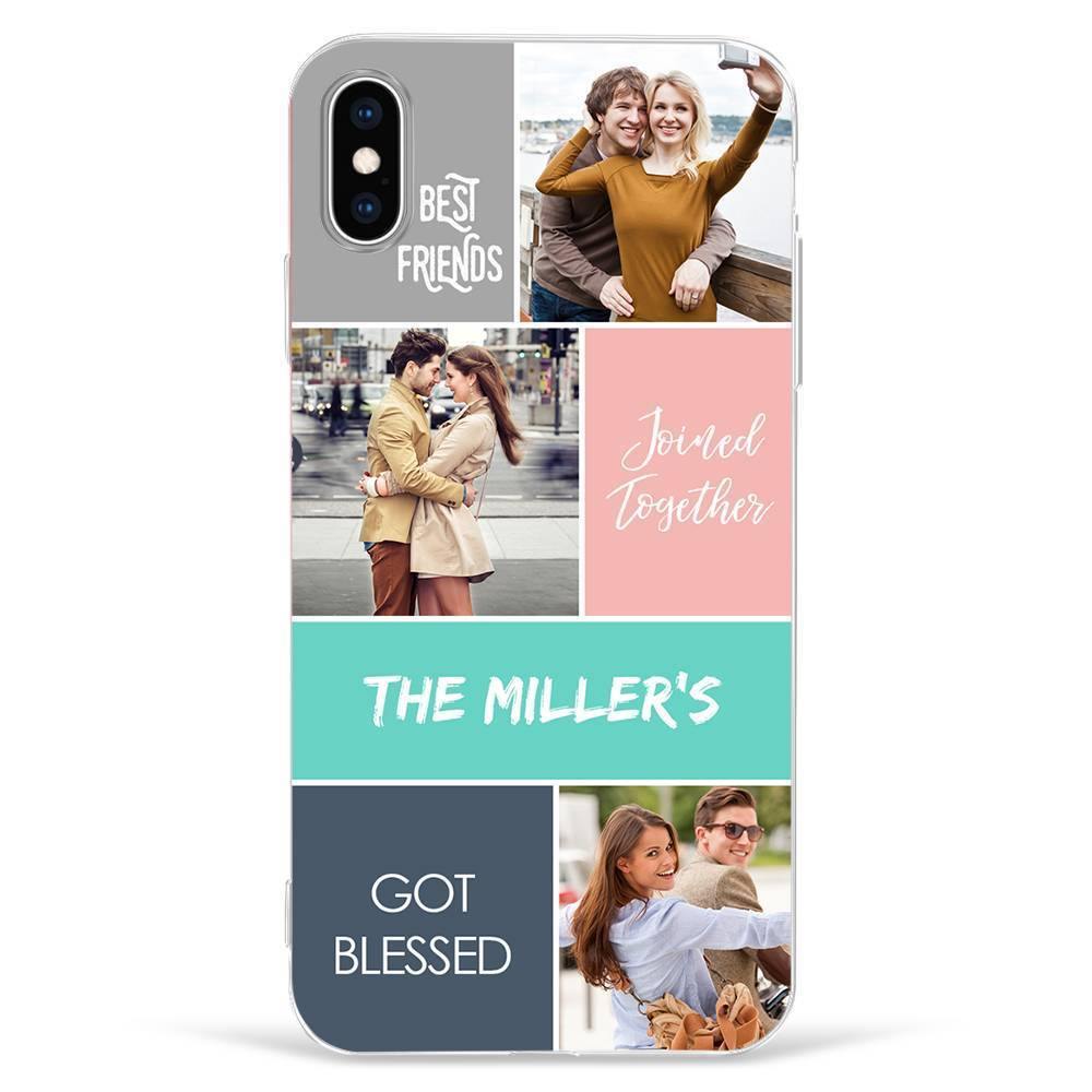 iPhone Xs Max Custom Photo Protective Phone Case - 3 Pictures with Name Soft Shell Matte - 