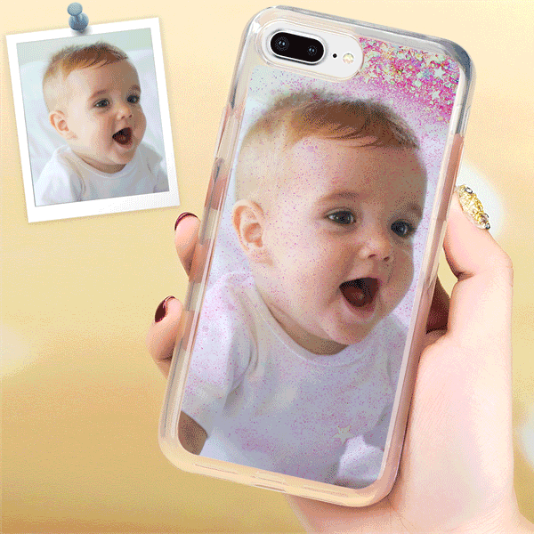 Custom Photo Phone Case Pink Quicksand - 
