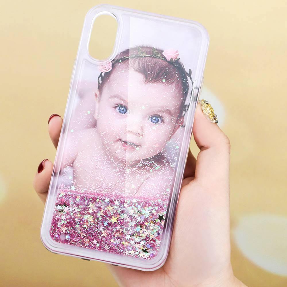 Custom Photo Phone Case Pink Quicksand -
