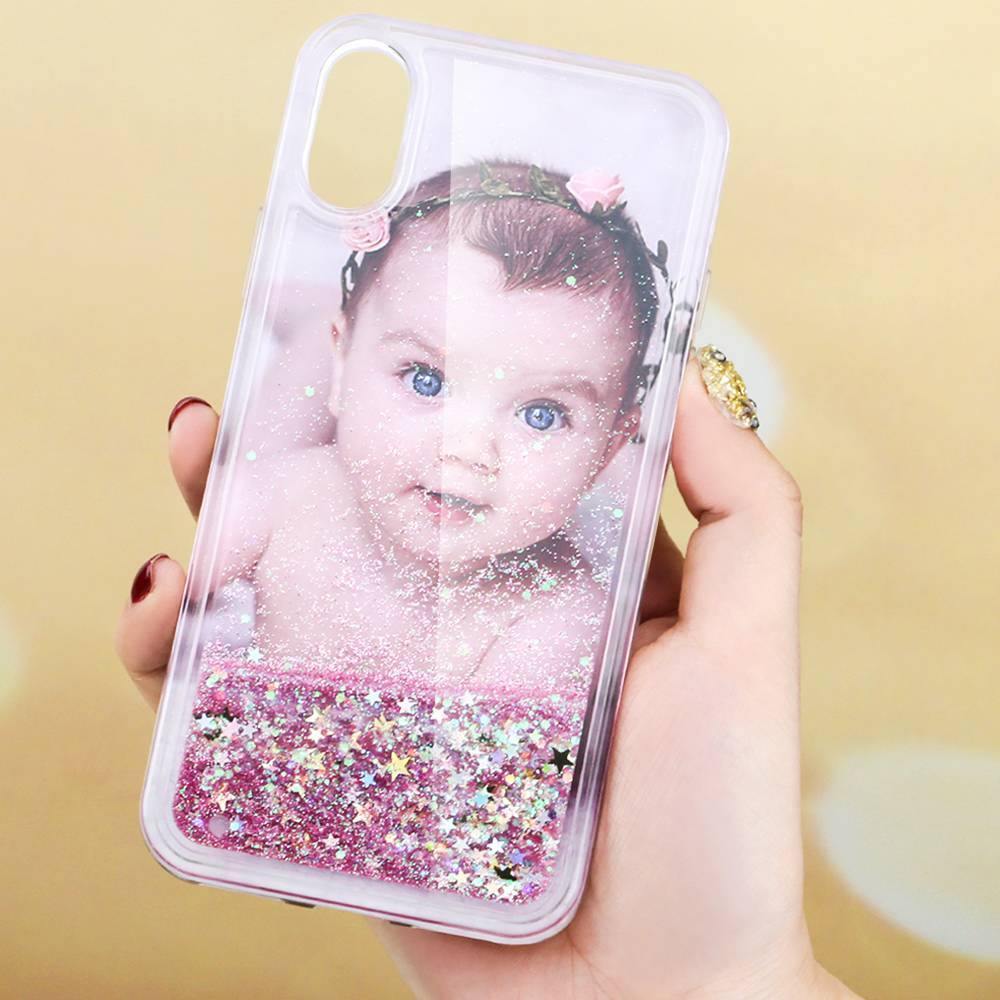 Custom Photo Phone Case Pink Quicksand - 