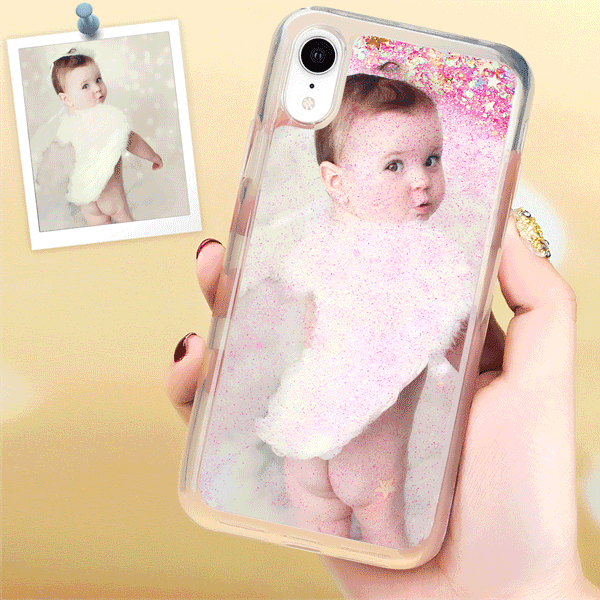 Custom Photo Phone Case Pink Quicksand with Little Heart - iPhone 6p/6sp -